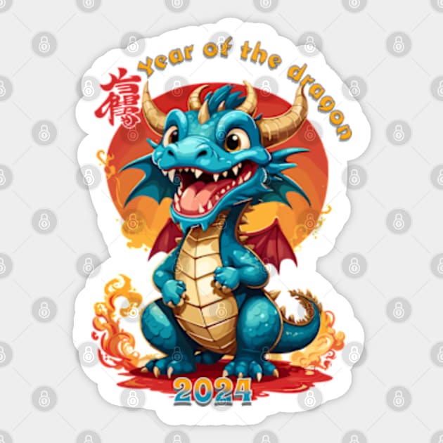 Chinese new year of the dragon 2024 Sticker by BrisaArtPrints